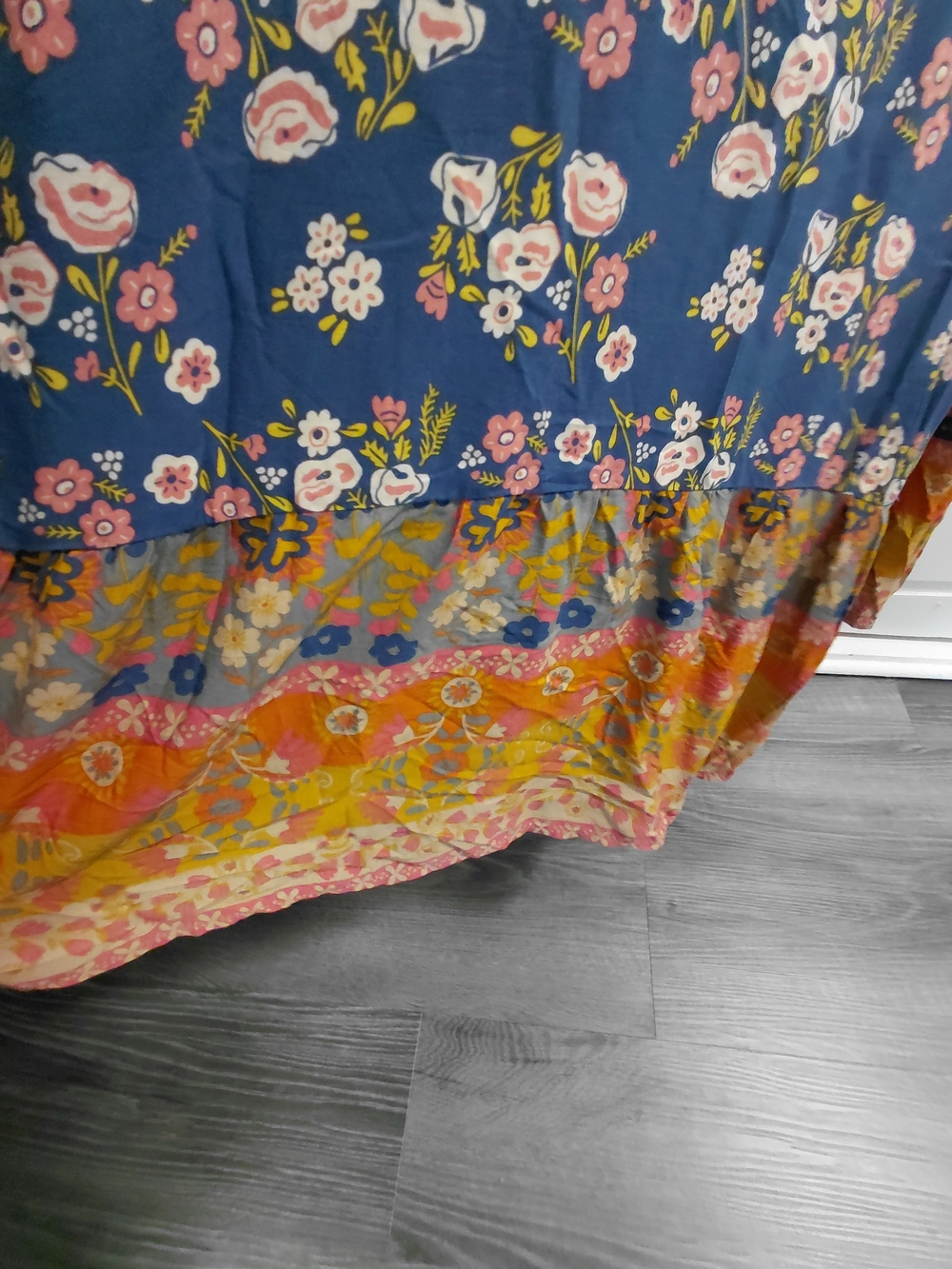 NATURAL LIFE Blue Pink Floral Spaghetti-Strap Wide Leg Jumpsuit Boho Chic - Picture 10 of 11